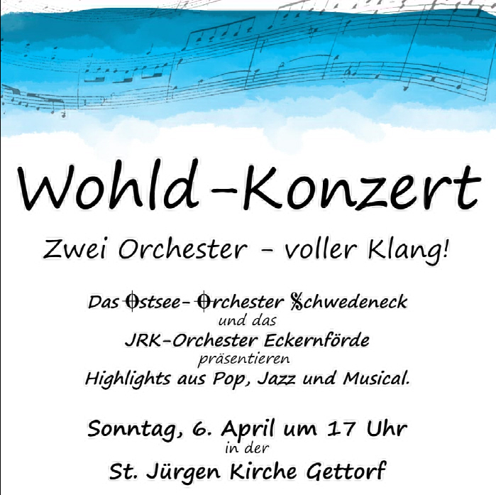 Das Konzert Plakat für das Wohld-Konzert am 06. April 2025 in der Konzert-Kirche Gettorf